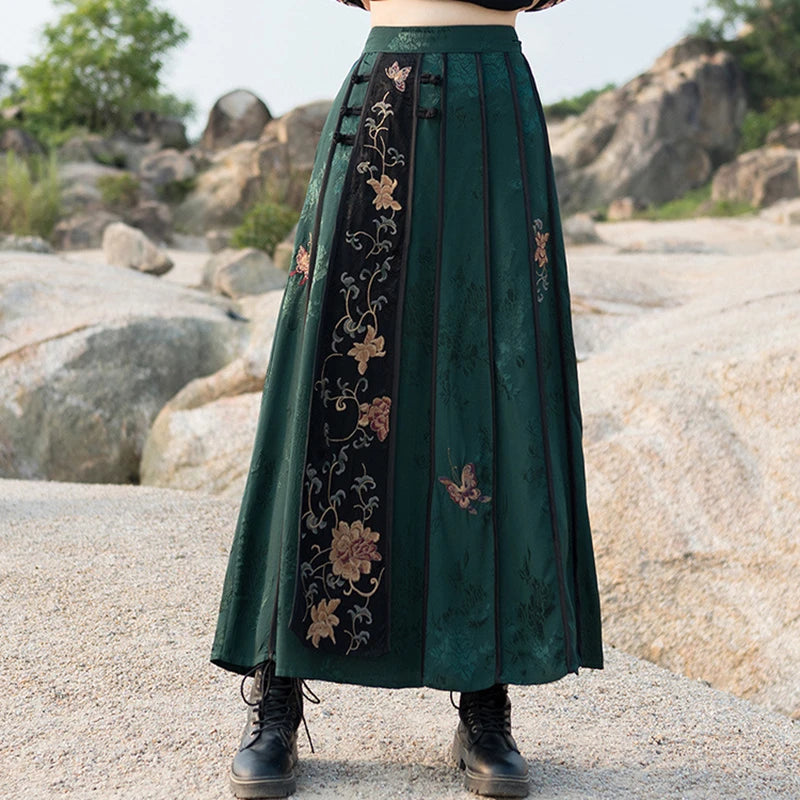 High Quality Floral Embroidery Long Skirt Women New Arrival 202...
