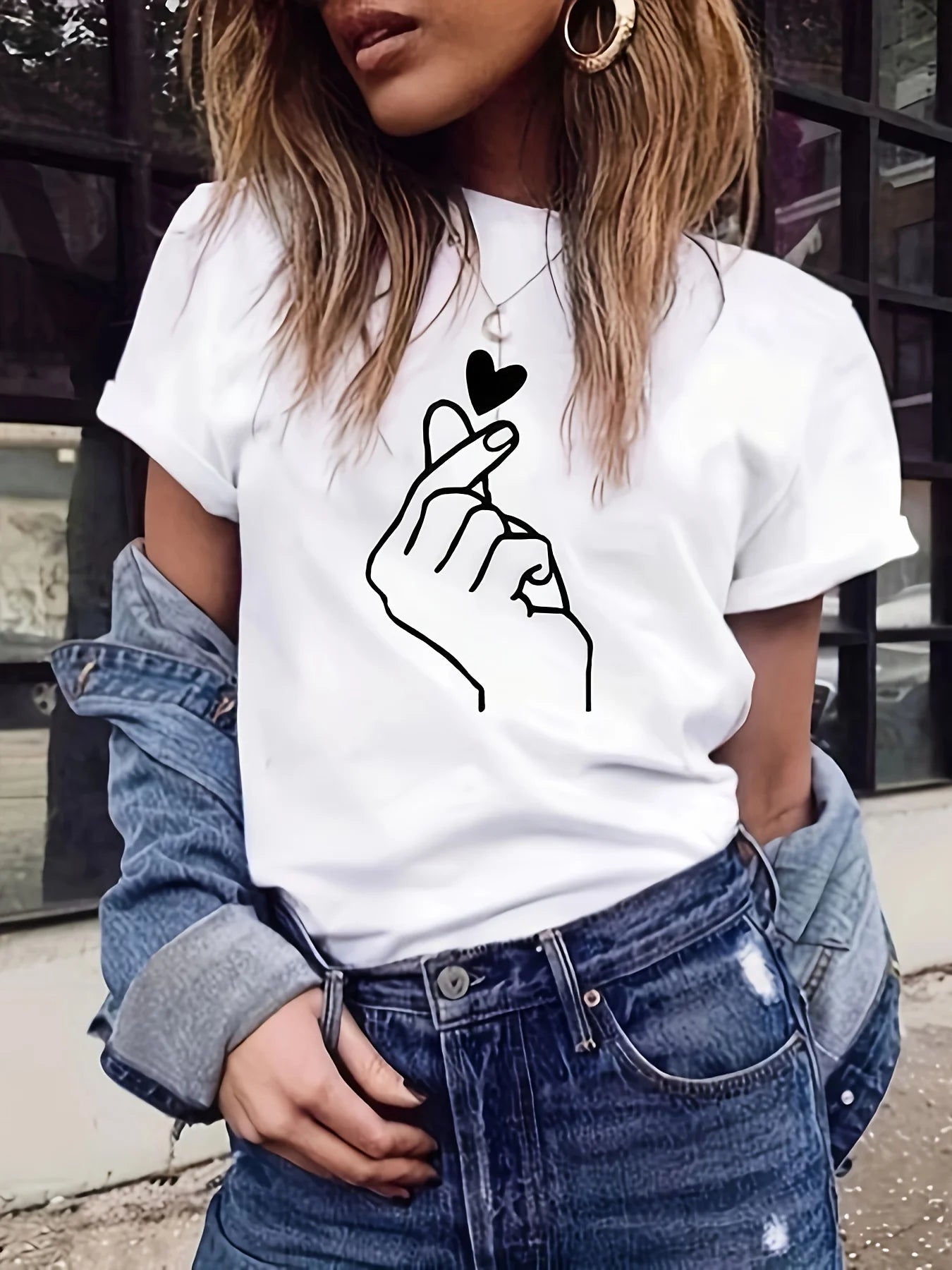 Spring and Autumn Women's 100% Cotton Fashion Casual Loose Los Angeles Letter Pattern Printed Long Sleeve Round Neck T-shirt
